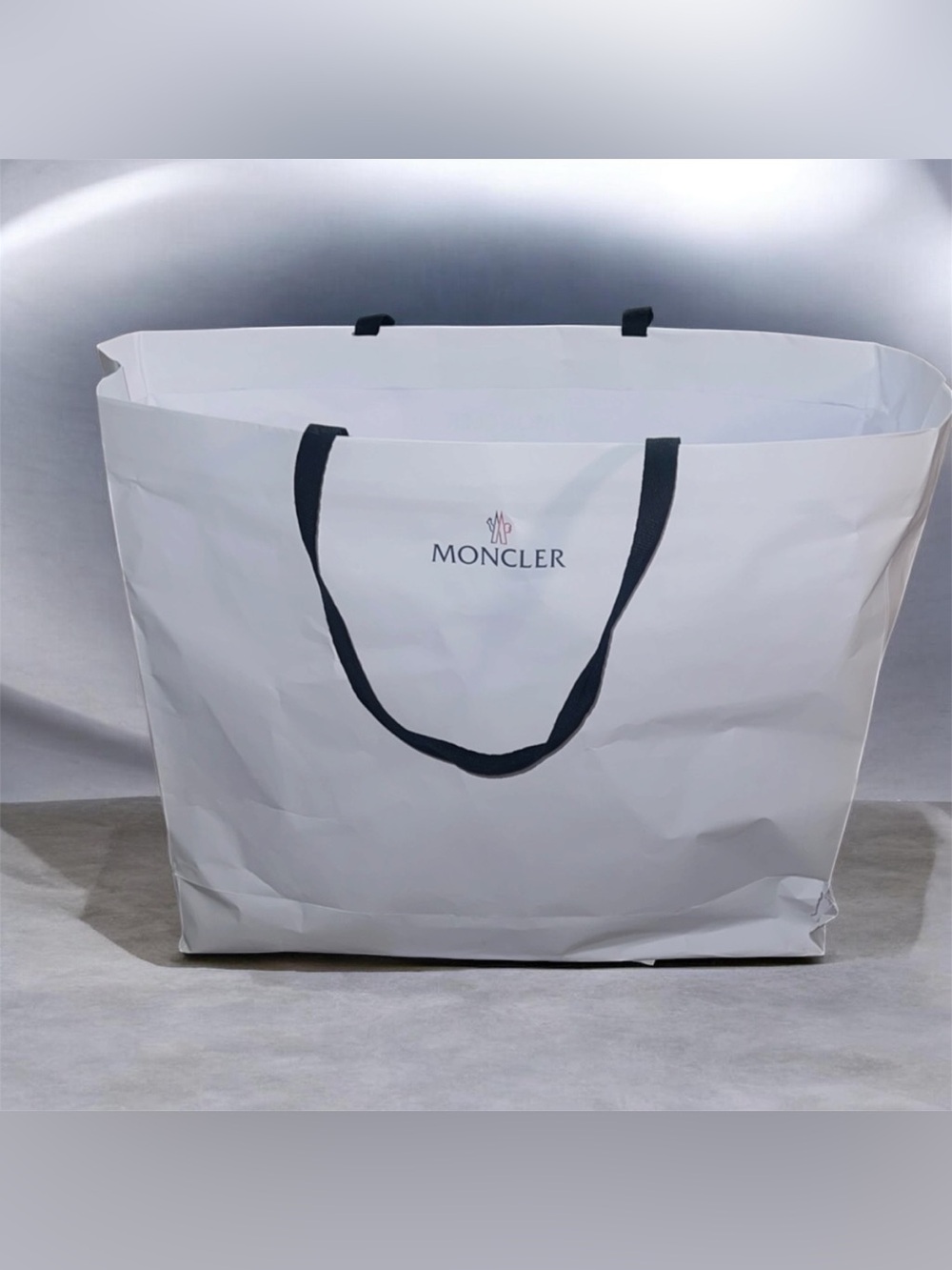 Moncler White Shopping Bag with Black Handles